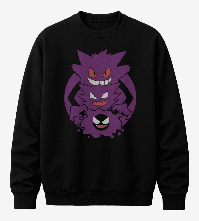 Poleron polo Negro de Gastly haunter gengar