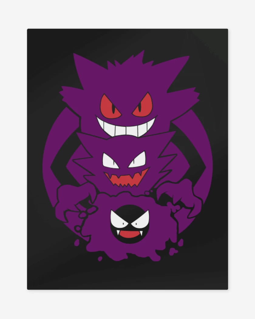 Print metalico Negro de Gastly haunter gengar
