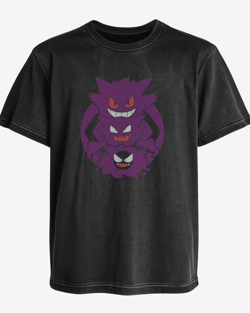 Polera desgastada Negro de Gastly haunter gengar