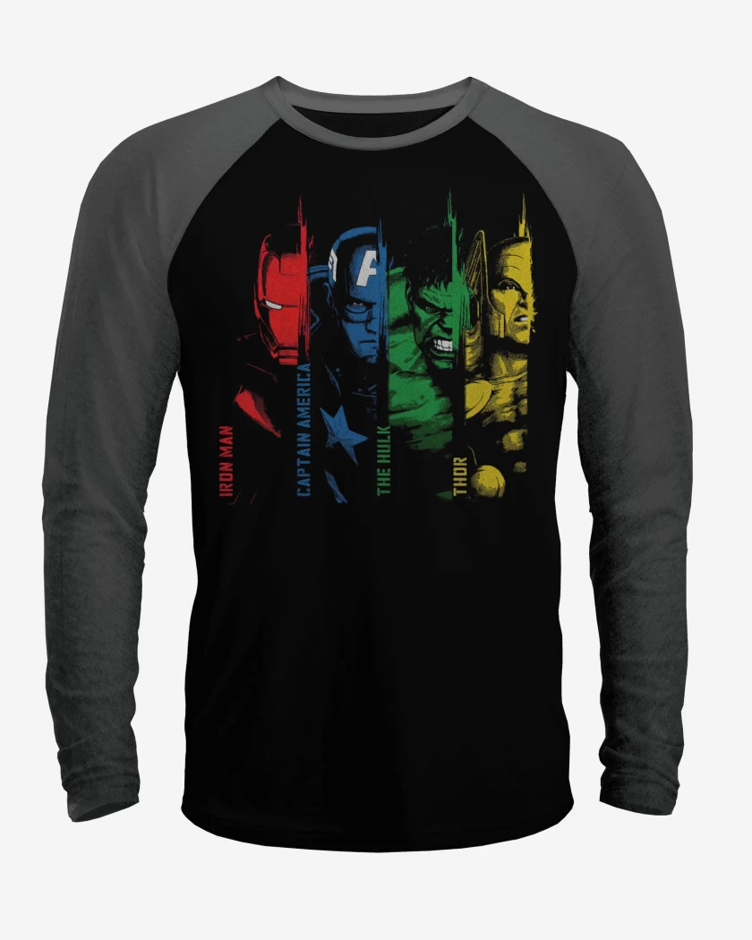 Polera Raglan Negro / Negro Heather de Los Avengers