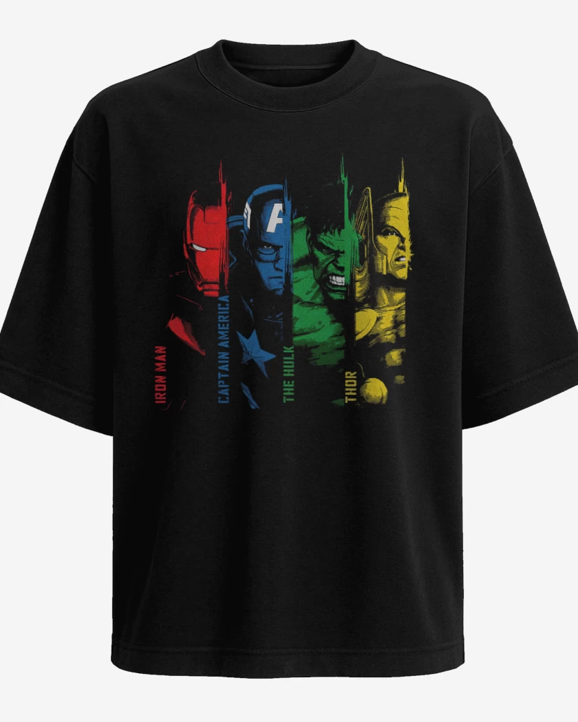 Polera Oversize Negro de Los Avengers