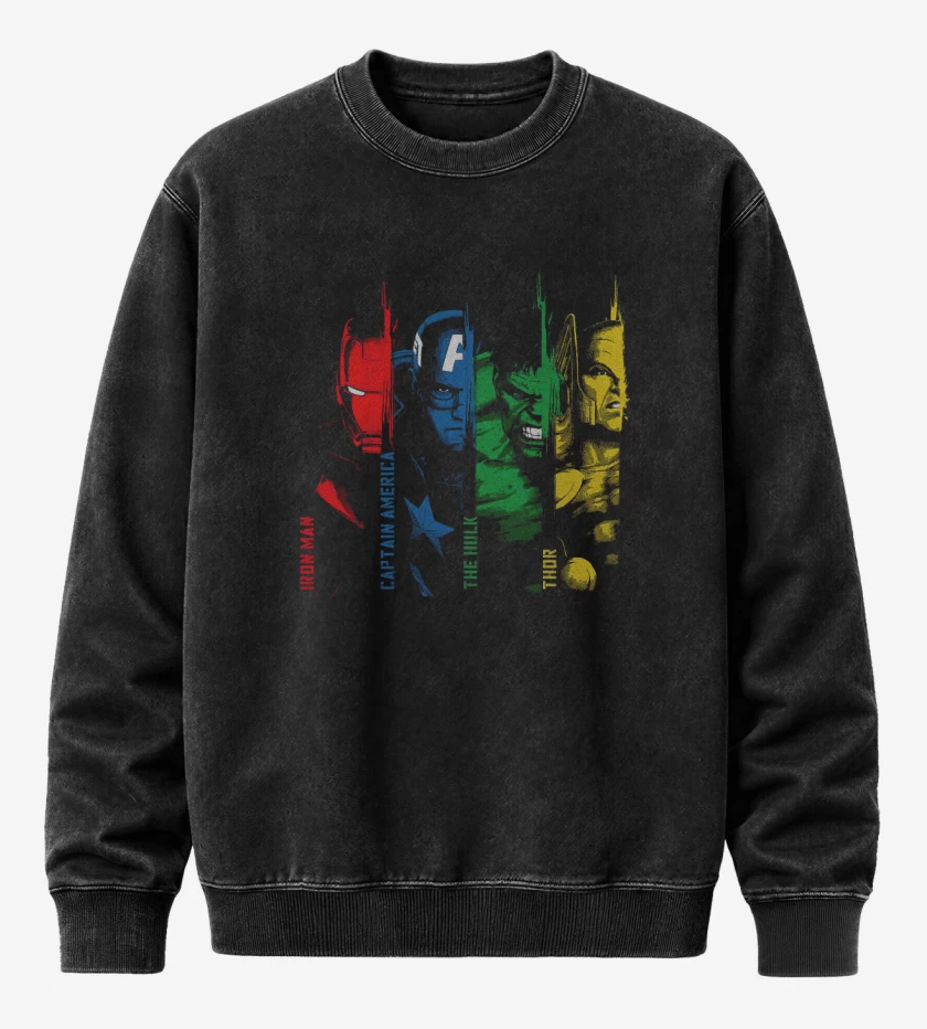Poleron Polo Acid Wash Negro de Los Avengers