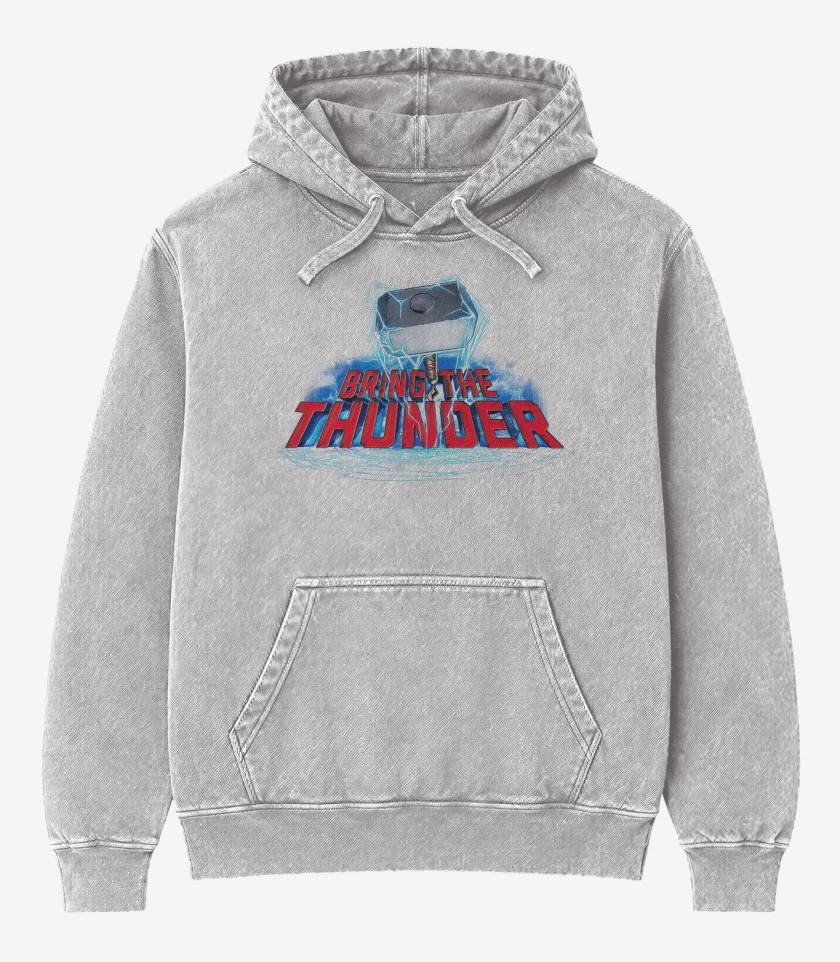 Poleron Canguro Acid Wash Gris Melange de Bring the Thunder