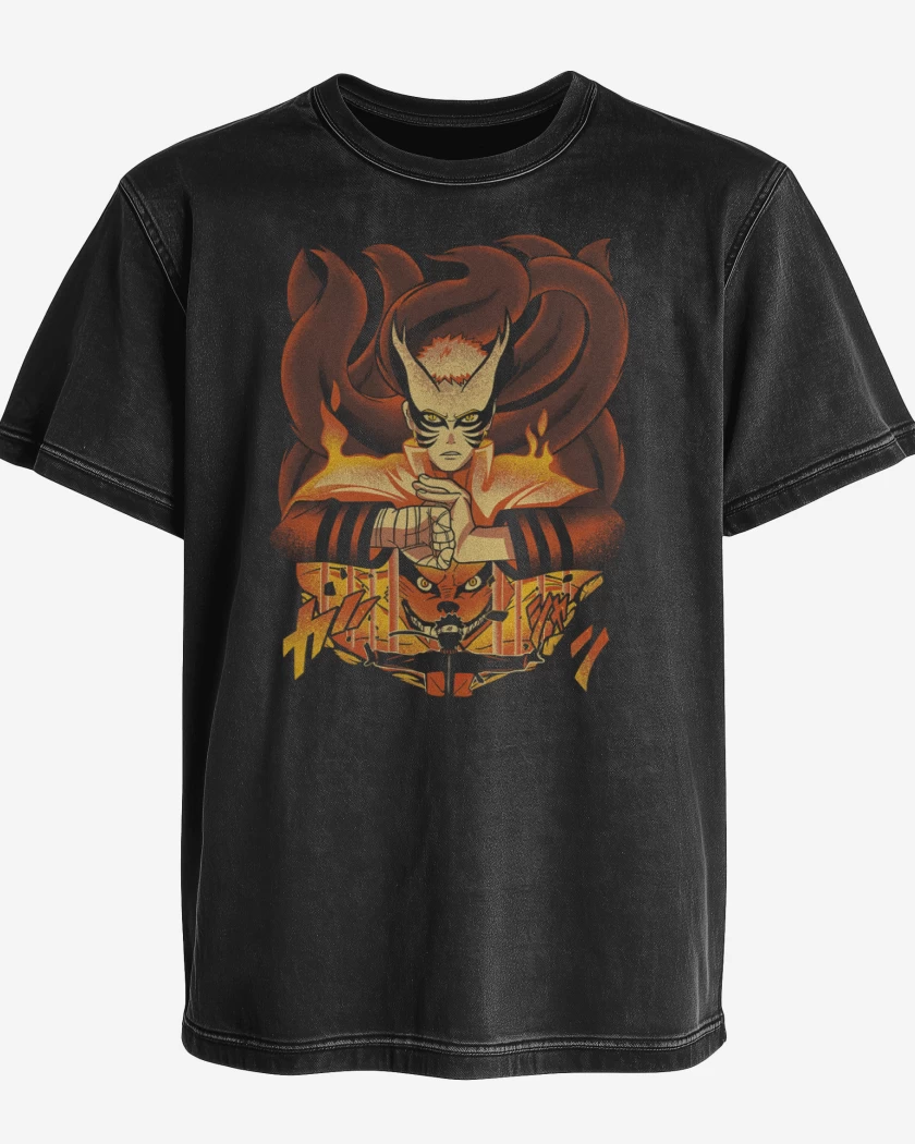 Polera desgastada Negro de Naruto Barión