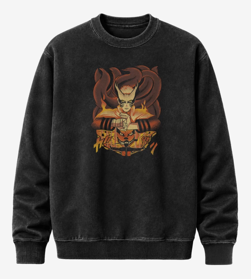 Poleron Polo Acid Wash Negro de Naruto Barión