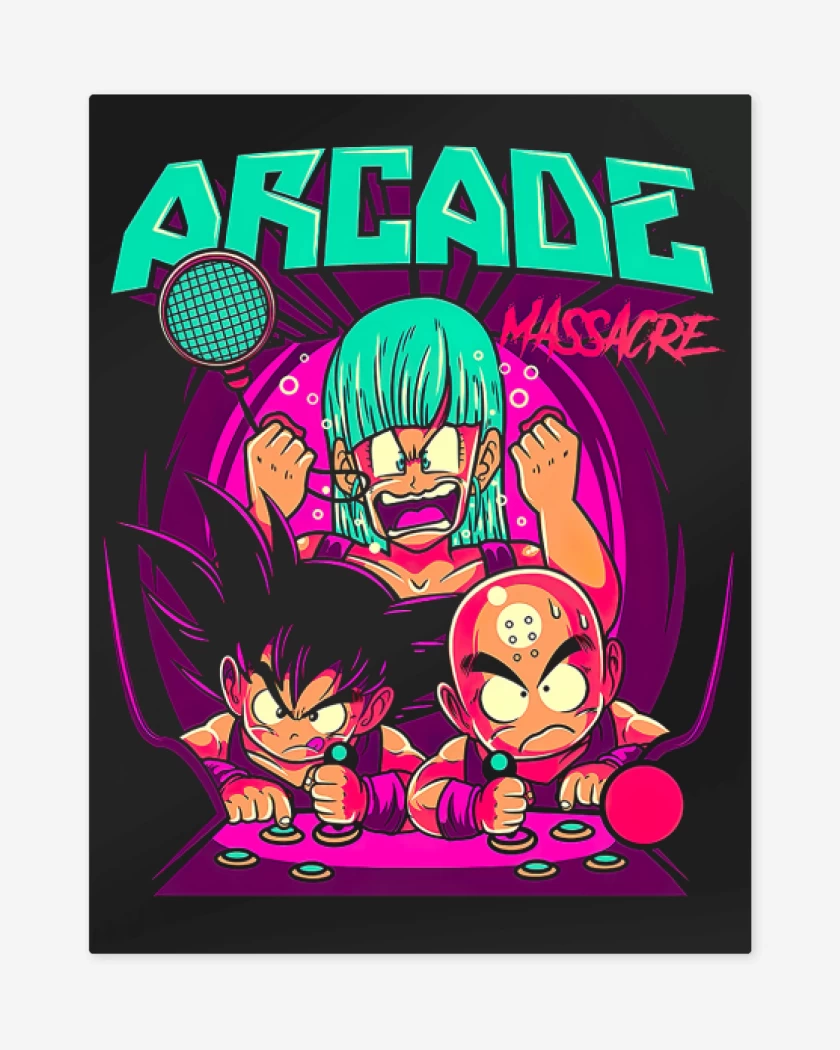 Print metalico Negro de Dragon Ball Arcade Massacre