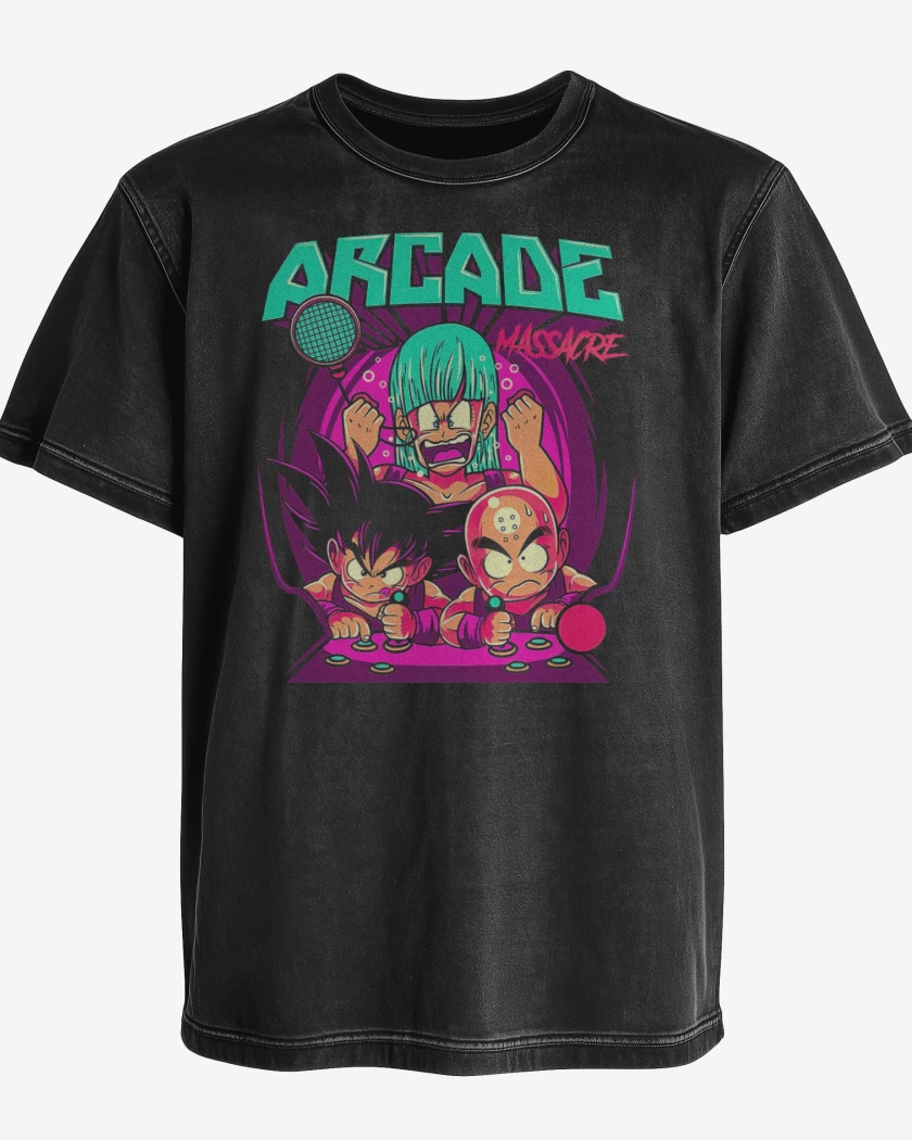 Polera desgastada Negro de Dragon Ball Arcade Massacre