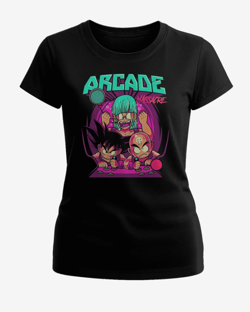 Polera de Mujer Negro de Dragon Ball Arcade Massacre