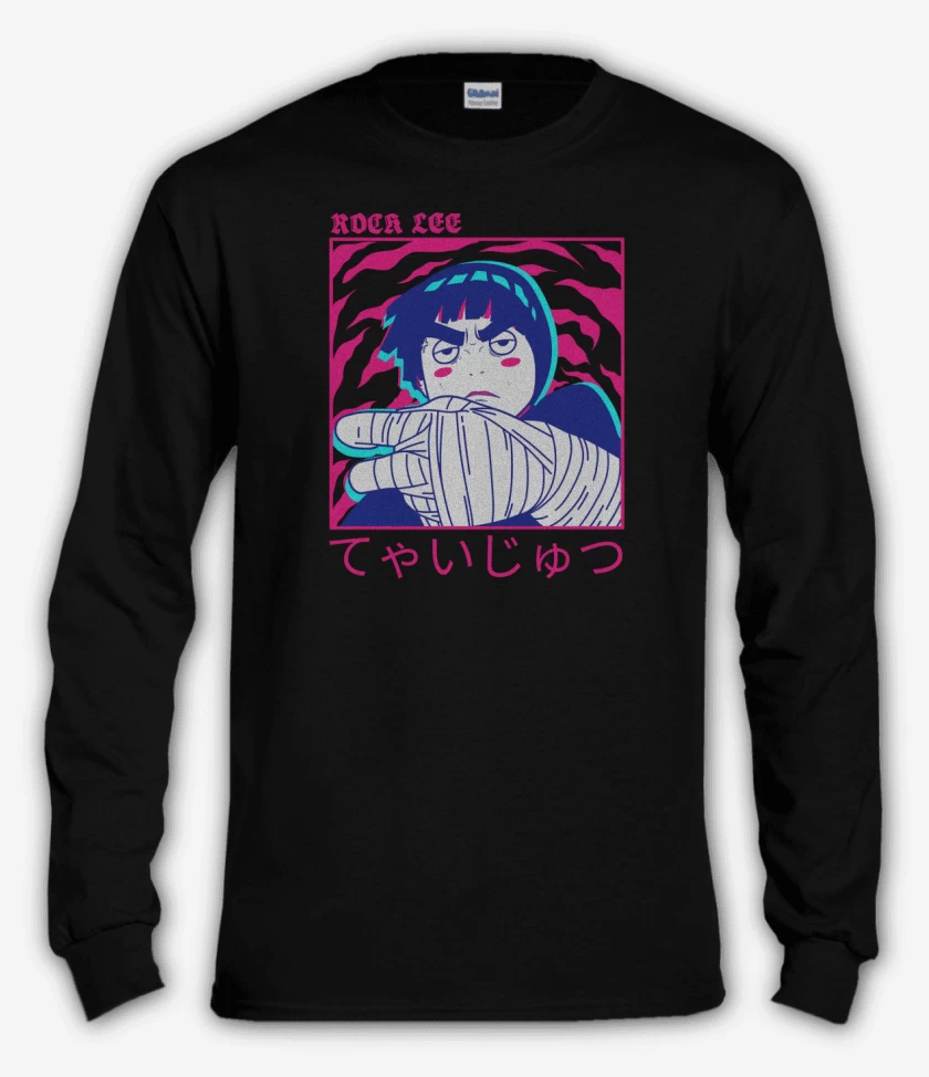 Polera manga larga Negro de Druken Rock Lee