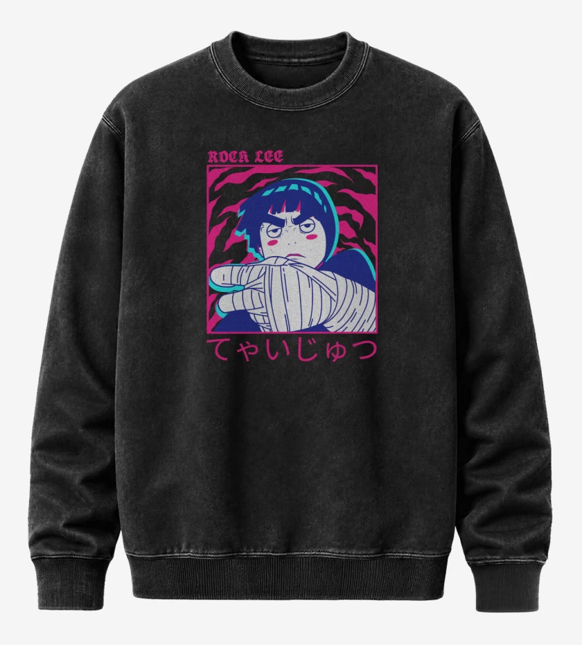 Poleron Polo Acid Wash Negro de Druken Rock Lee