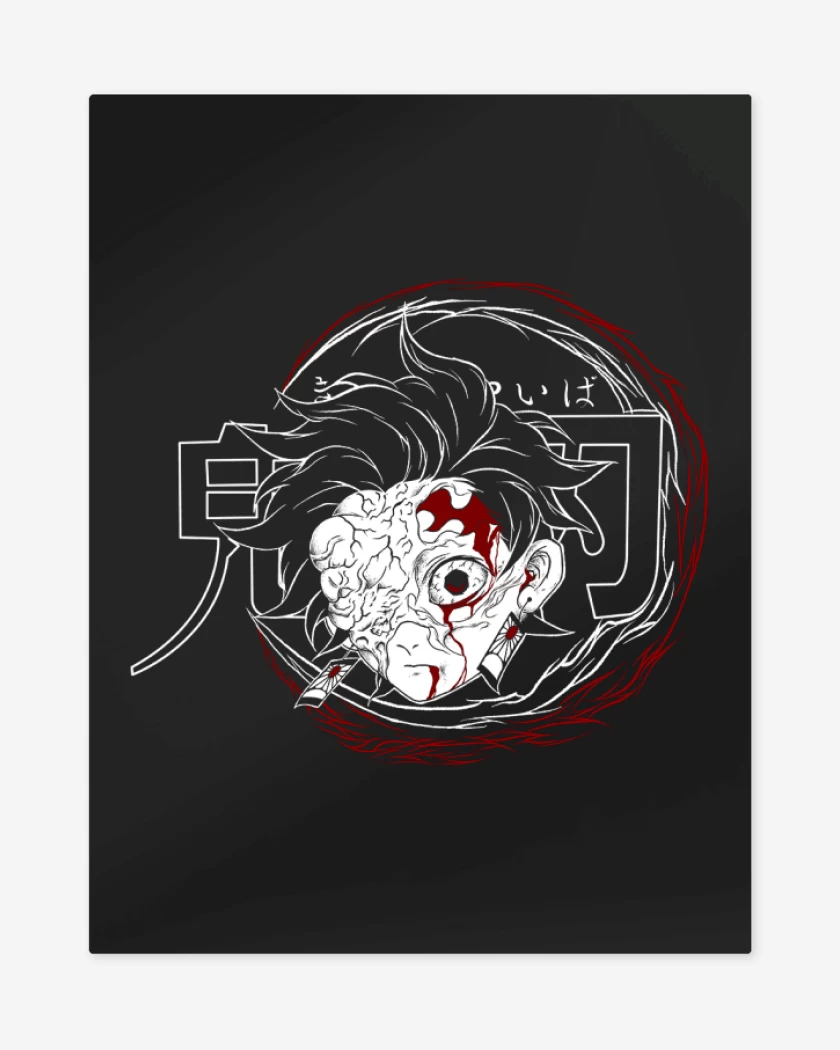 Print metalico Negro de Tanjiro Demonio