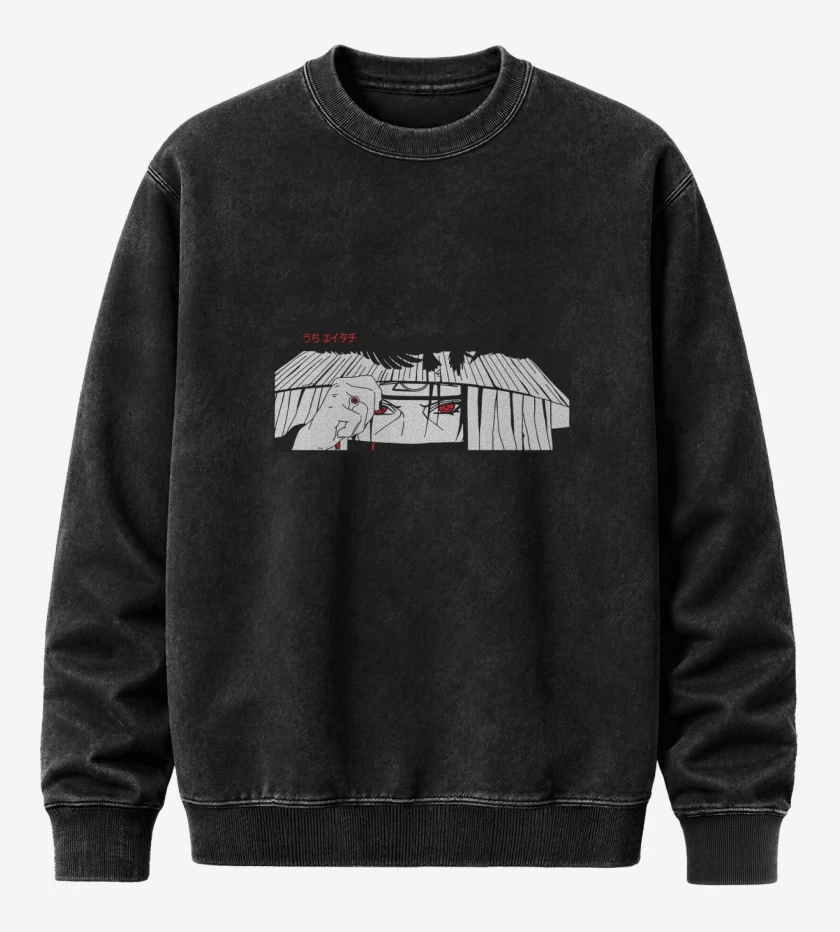 Poleron Polo Acid Wash Negro de Itachi Clon de Cuervos