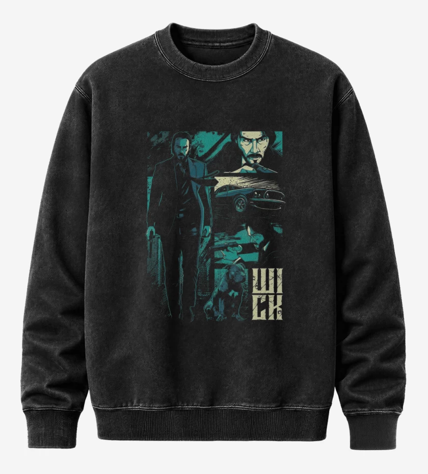 Poleron Polo Acid Wash Negro de Jhon Wick
