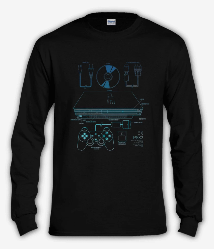 Polera manga larga Negro de Ps2
