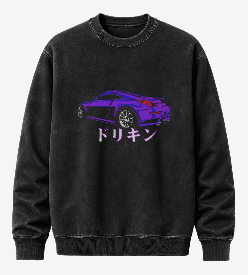 Poleron Polo Acid Wash Negro de 350Z 