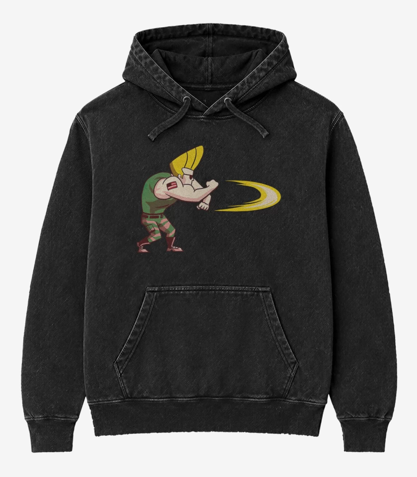 Poleron Canguro Acid Wash Negro de Sonic Bravo