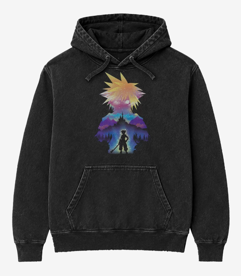 Poleron Canguro Acid Wash Negro de Silueta sora