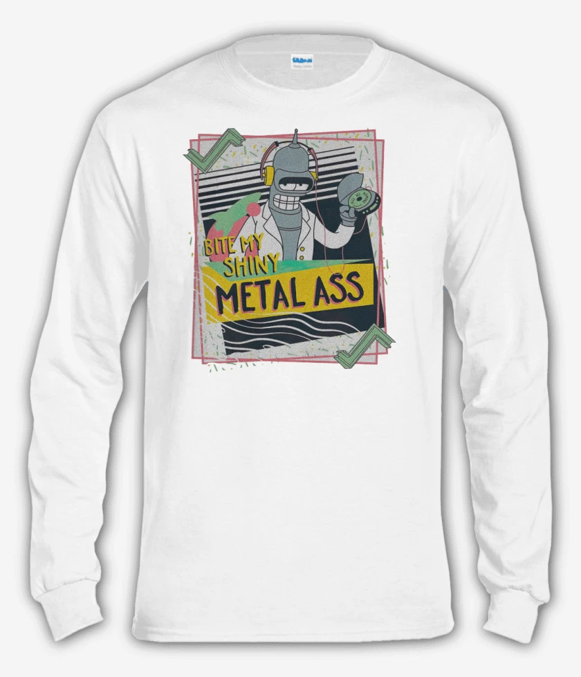 Polera manga larga Blanco de Bender metall ass