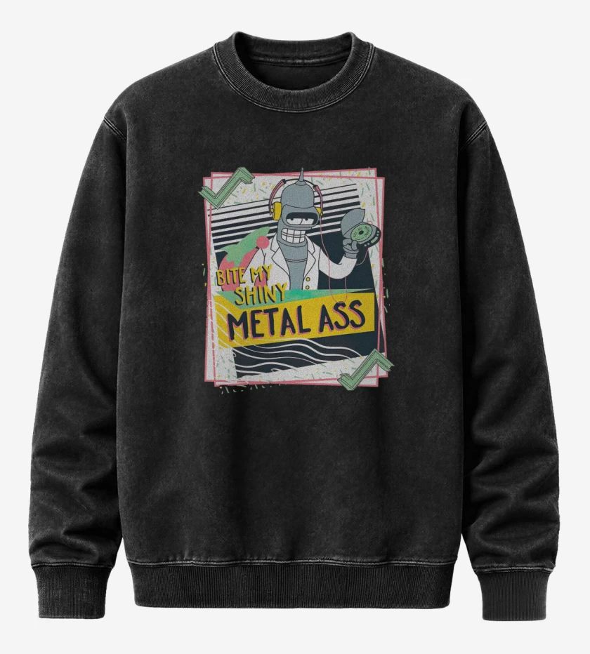 Poleron Polo Acid Wash Negro de Bender metall ass