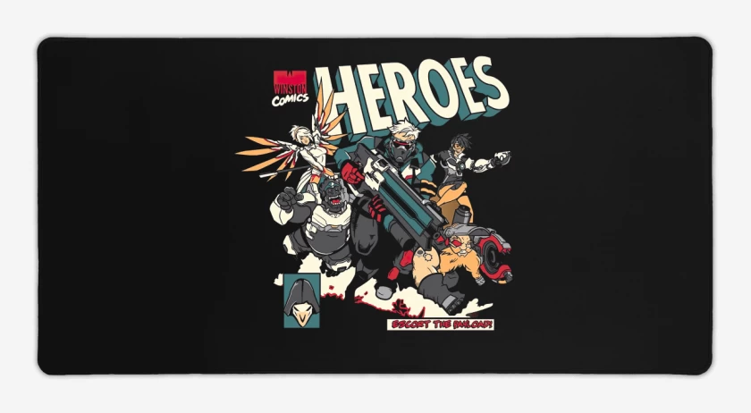 Mouse pad Gamer Negro de Overwatch comic
