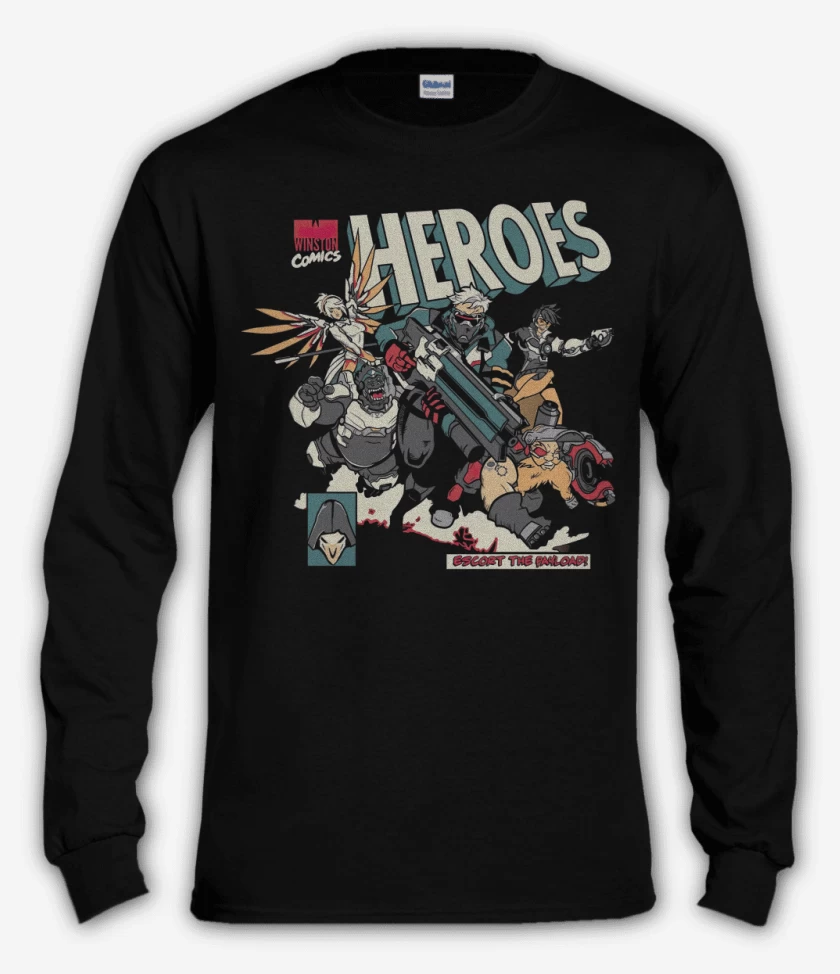 Polera manga larga Negro de Overwatch comic
