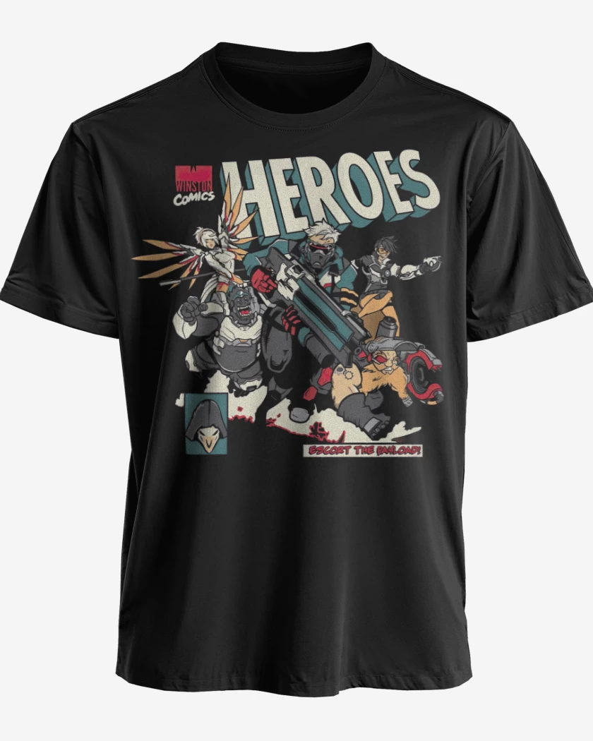 Polera premium Negro de Overwatch comic