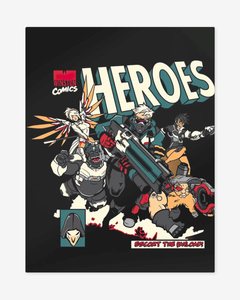 Print metalico Negro de Overwatch comic