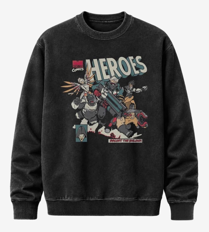 Poleron Polo Acid Wash Negro de Overwatch comic