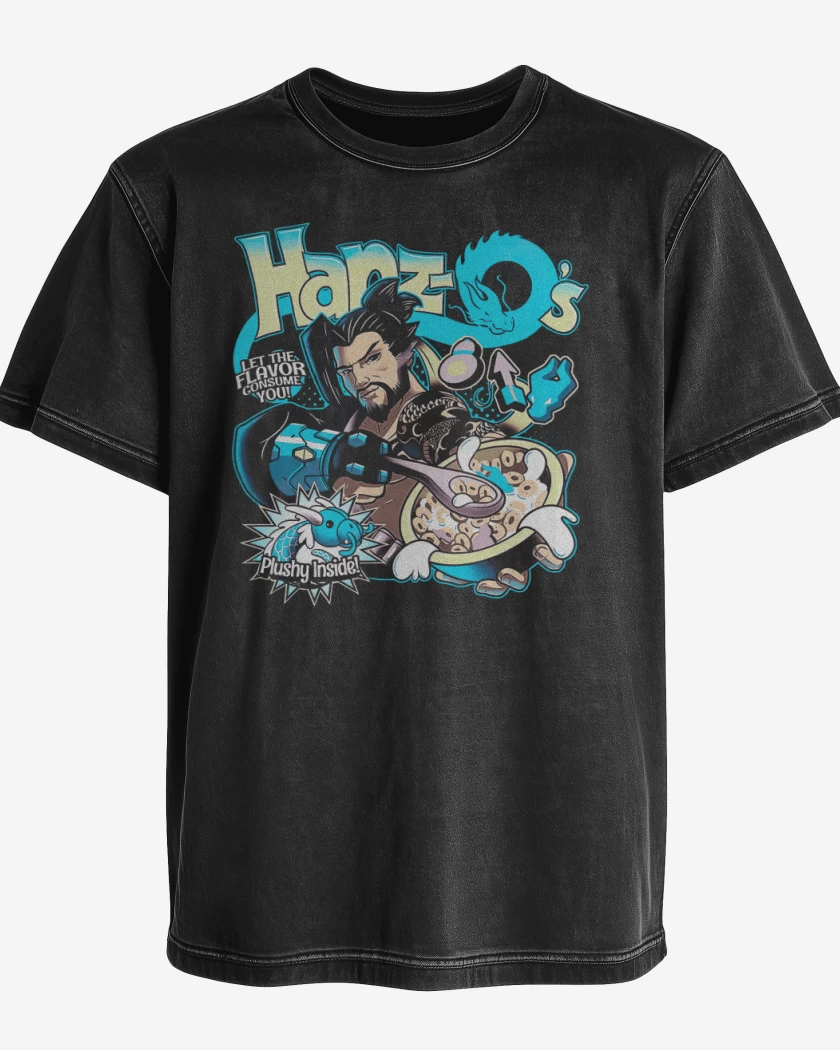 Polera desgastada Negro de Hanzo cereal