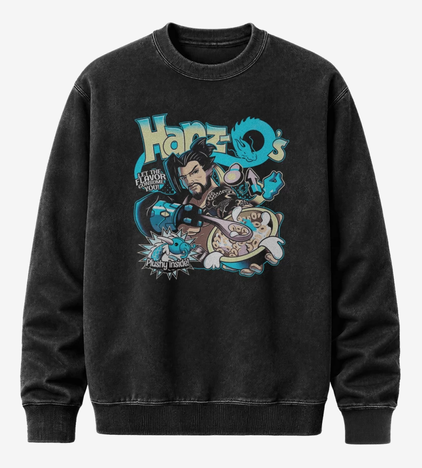 Poleron Polo Acid Wash Negro de Hanzo cereal
