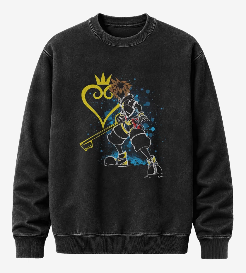 Poleron Polo Acid Wash Negro de Keyblade Master