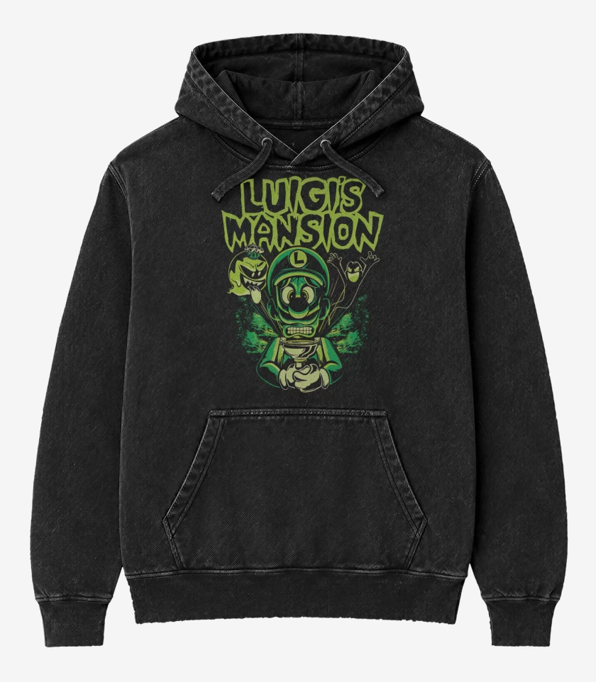Poleron Canguro Acid Wash Negro de Mansion Luigi 