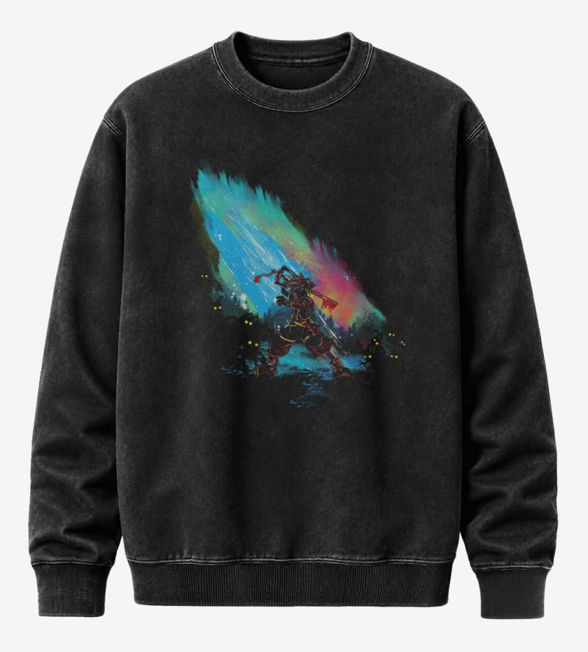 Poleron Polo Acid Wash Negro de Sora watercolor