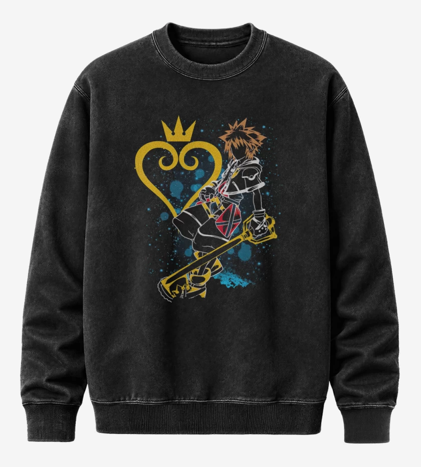 Poleron Polo Acid Wash Negro de Maestro llave espada