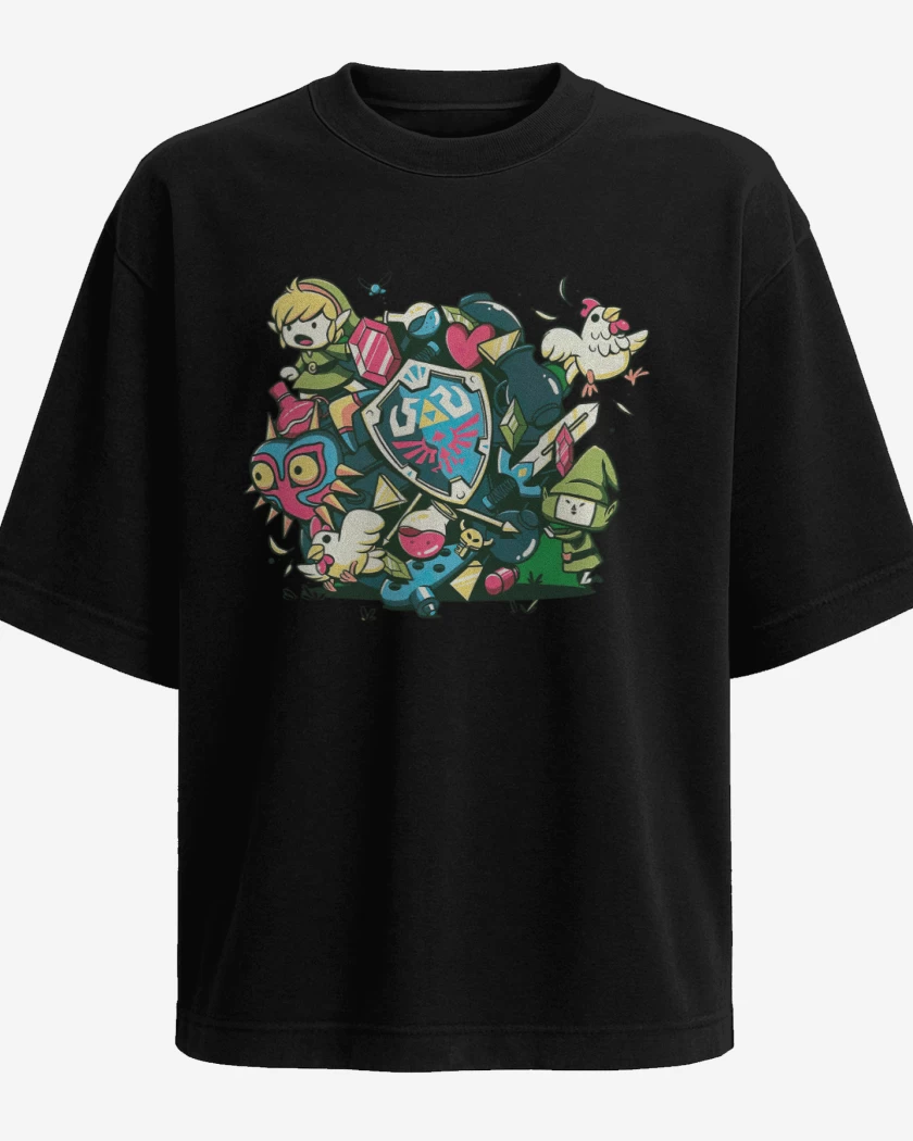 Polera Oversize Negro de Link Zelda