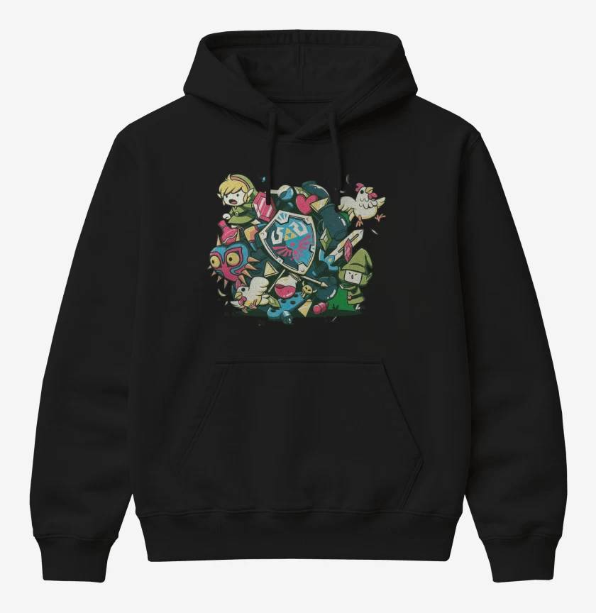 Poleron Canguro básico Negro de Link Zelda