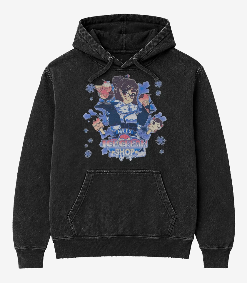 Poleron Canguro Acid Wash Negro de Mei ice cream
