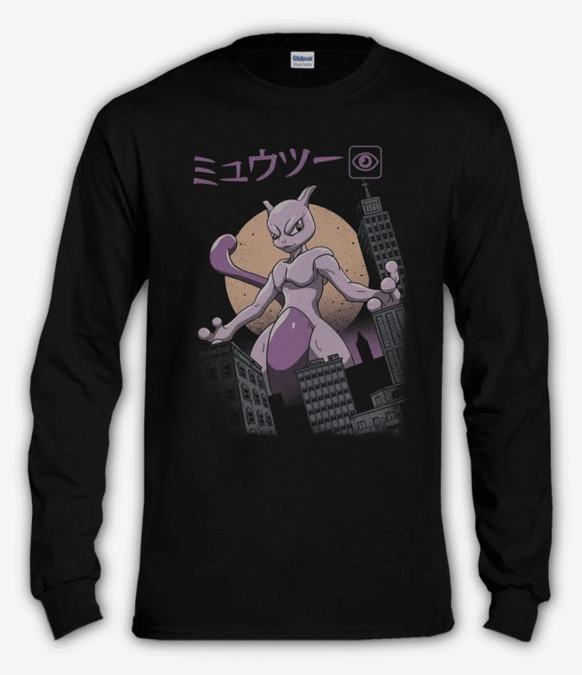Polera manga larga Negro de Mewtwozilla
