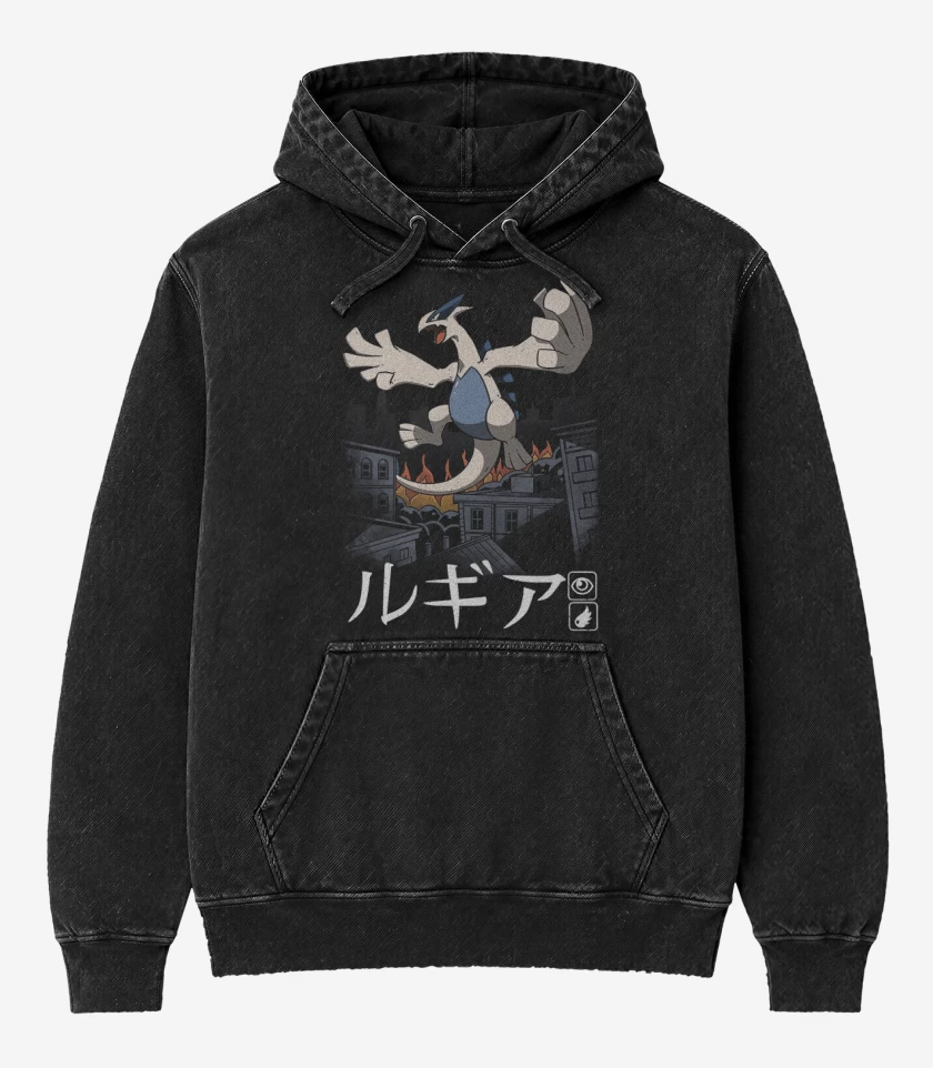 Poleron Canguro Acid Wash Negro de Lugia
