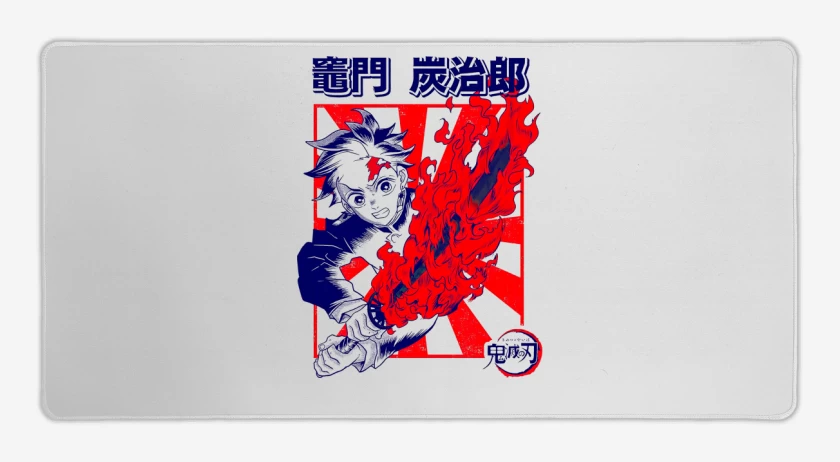 Mouse pad Gamer Blanco de Tanjiro Danza del Fuego
