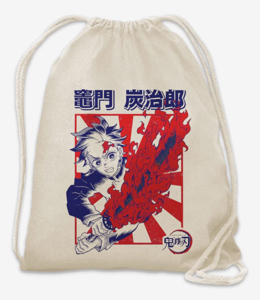 Mochila Blanco de Tanjiro Danza del Fuego