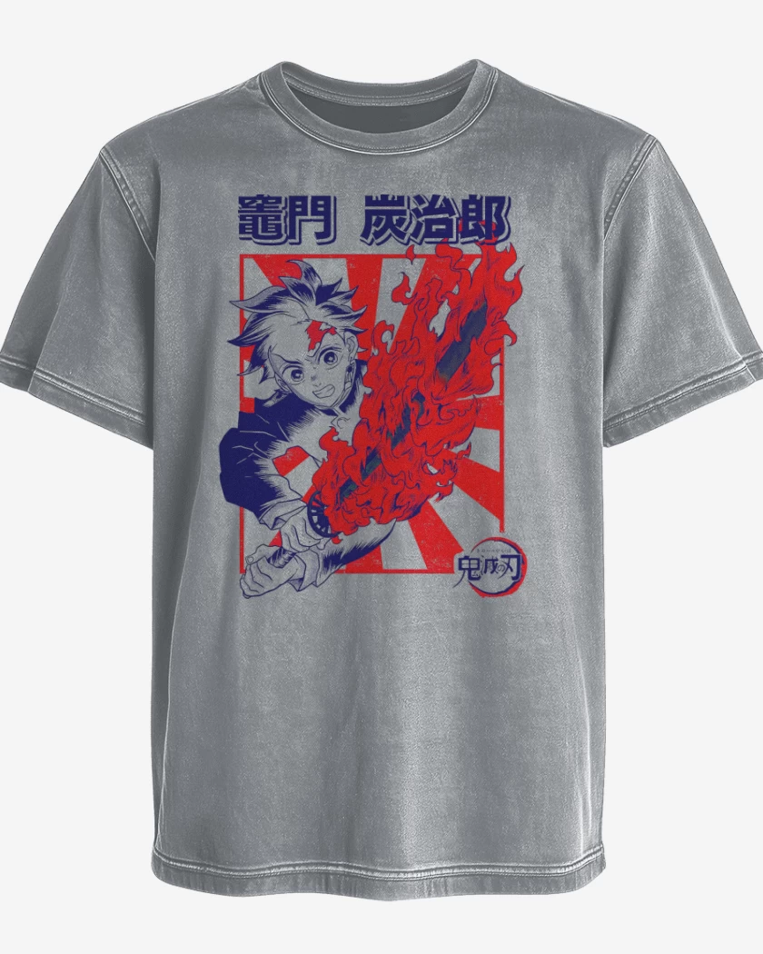 Polera desgastada Tanjiro Danza del Fuego
