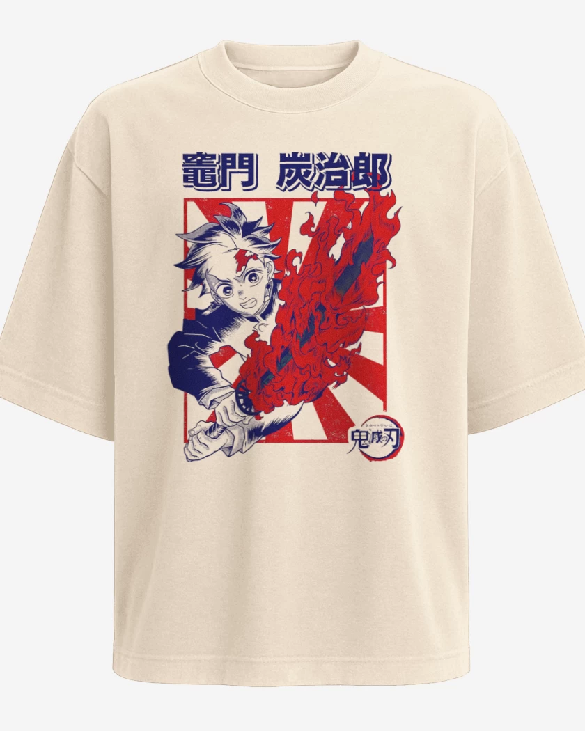 Polera Oversize Tanjiro Danza del Fuego