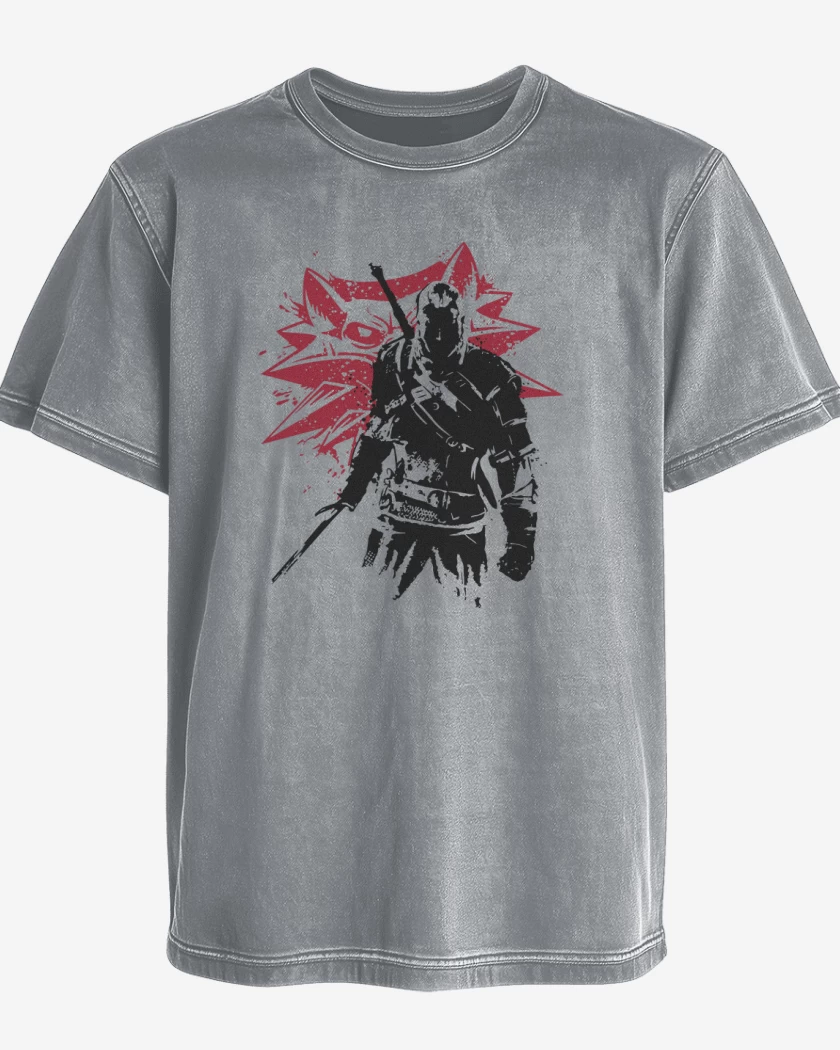 Polera desgastada Gris Melange de The witcher