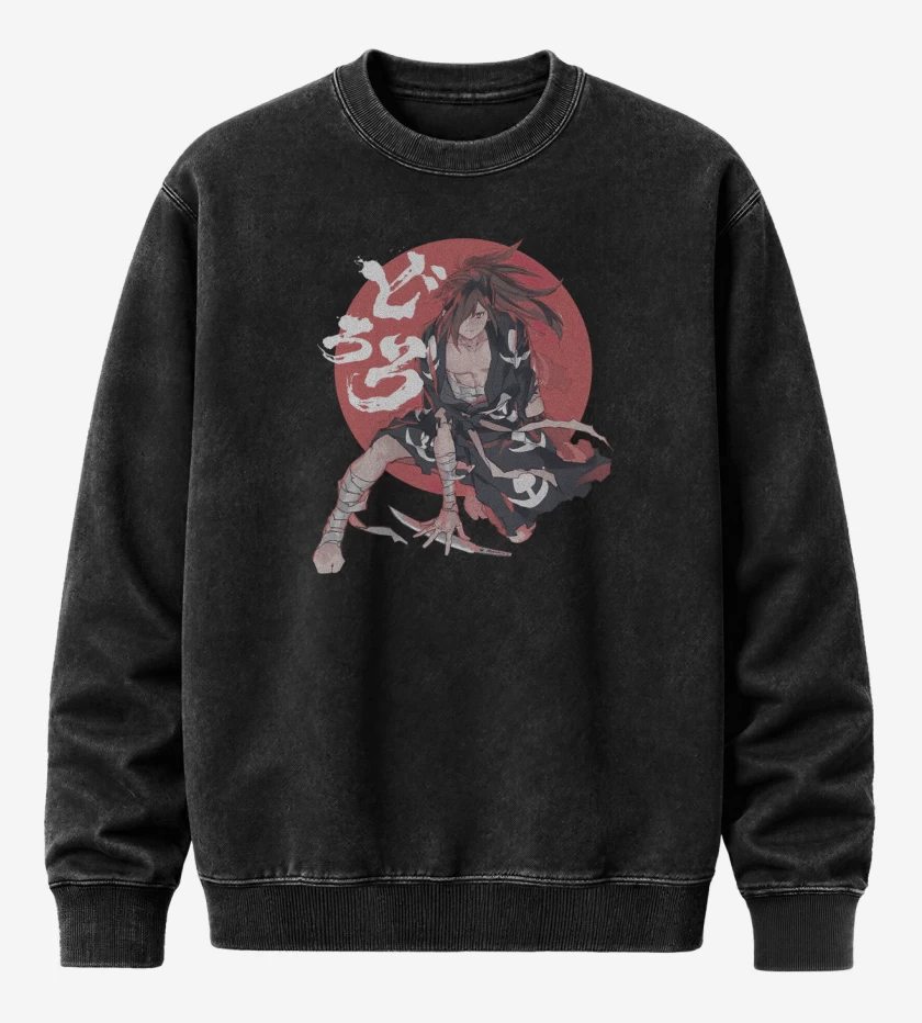 Poleron Polo Acid Wash Negro de Hyakkimaru