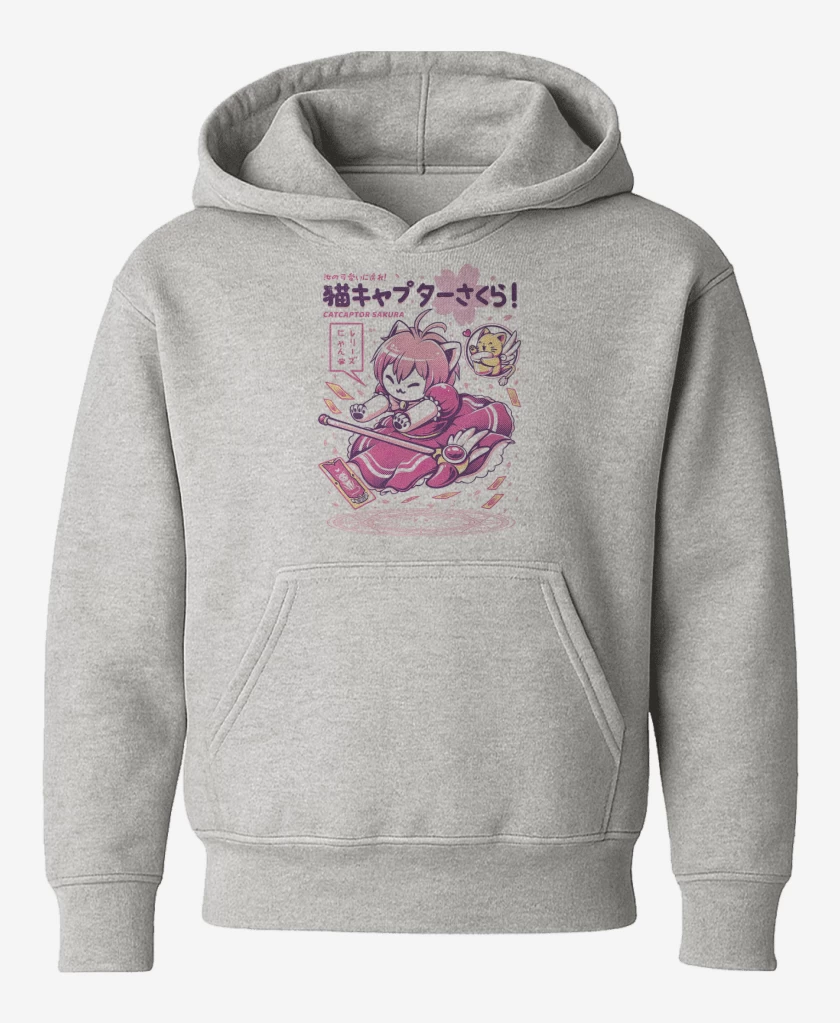 Poleron de niño Gris Melange de Sakura Cat Captor