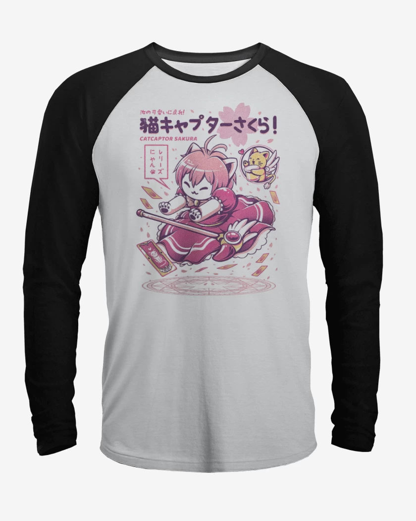 Polera Raglan Sakura Cat Captor