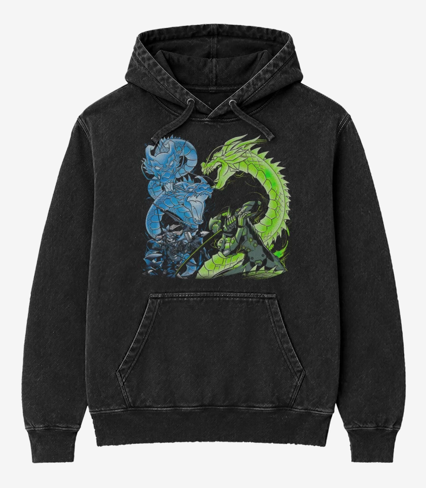 Poleron Canguro Acid Wash Negro de Shimada Brothers