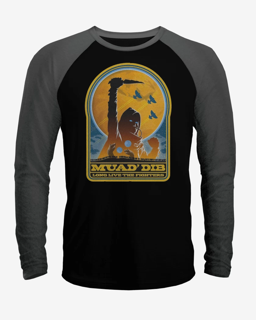 Polera Raglan Negro / Negro Heather de Muad Dib