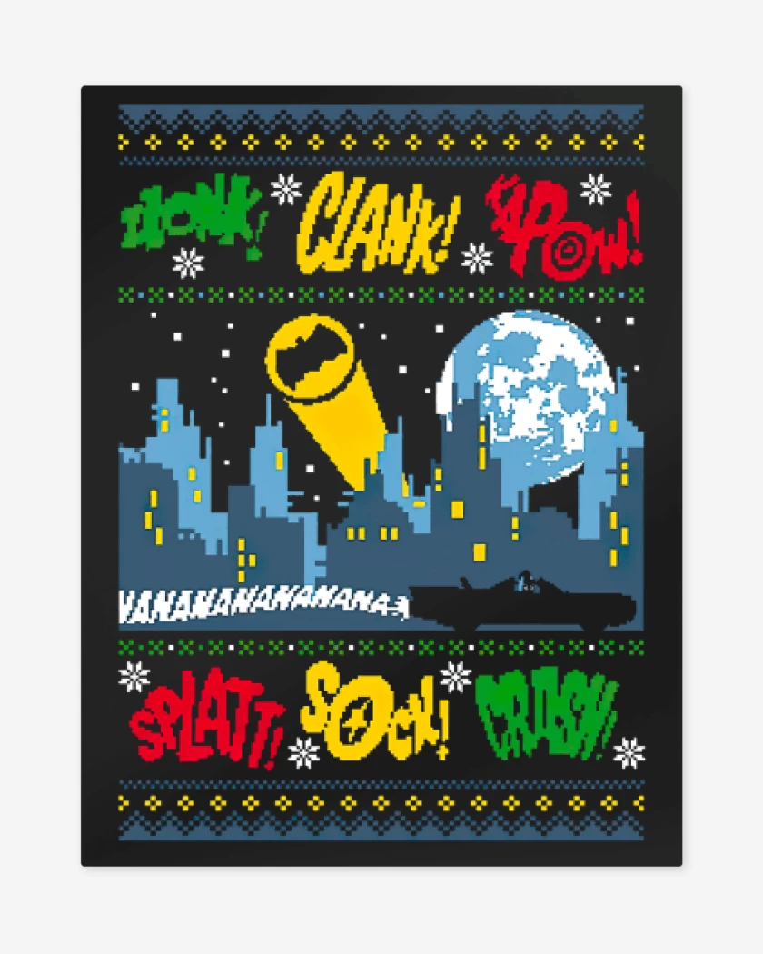 Print metalico Negro de Ciudad Gotica Navidad